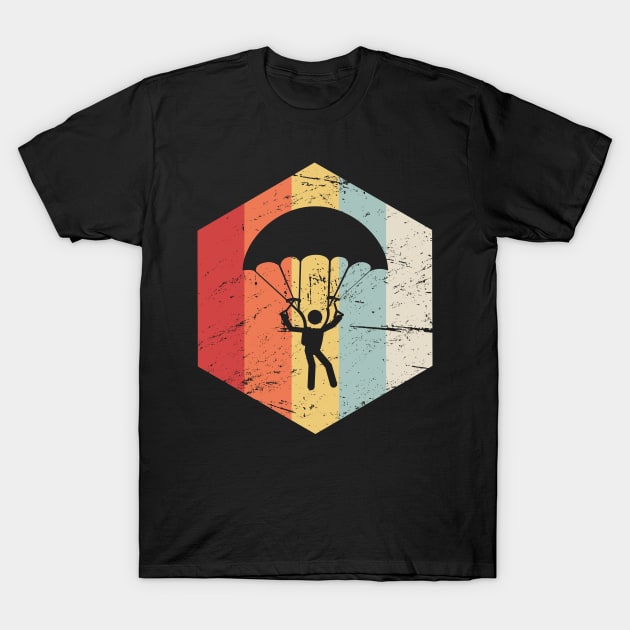 Retro 70s Skydiving Parachute Icon T-Shirt by MeatMan